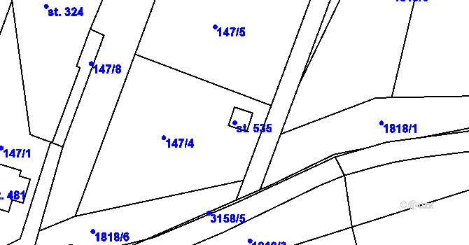 Parcela st. 535 v KÚ Jasenná na Moravě, Katastrální mapa