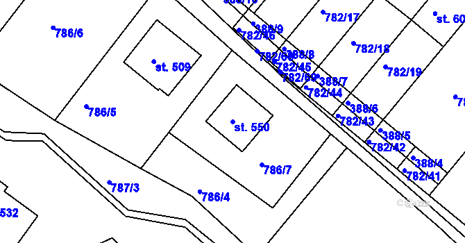 Parcela st. 550 v KÚ Jasenná na Moravě, Katastrální mapa