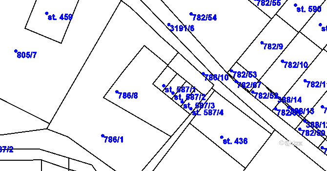 Parcela st. 587/1 v KÚ Jasenná na Moravě, Katastrální mapa
