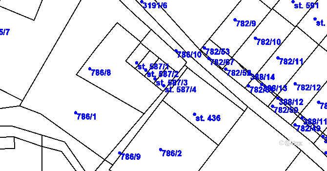Parcela st. 587/4 v KÚ Jasenná na Moravě, Katastrální mapa