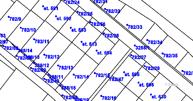 Parcela st. 594 v KÚ Jasenná na Moravě, Katastrální mapa
