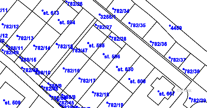 Parcela st. 596 v KÚ Jasenná na Moravě, Katastrální mapa