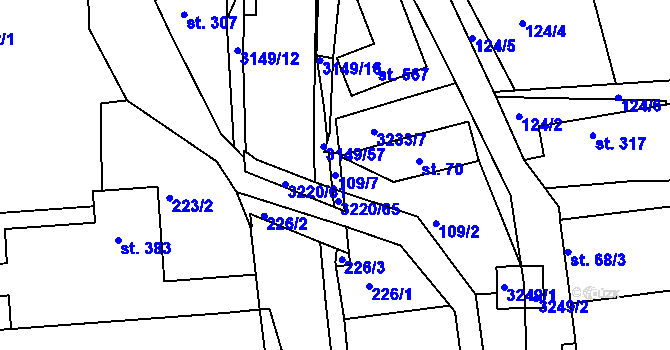 Parcela st. 109/7 v KÚ Jasenná na Moravě, Katastrální mapa