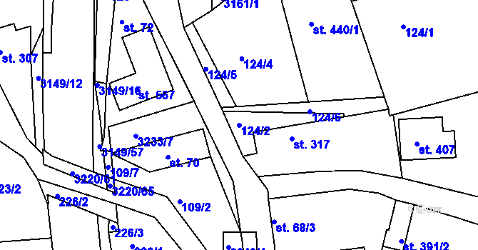 Parcela st. 124/2 v KÚ Jasenná na Moravě, Katastrální mapa
