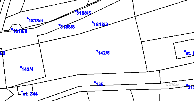 Parcela st. 142/5 v KÚ Jasenná na Moravě, Katastrální mapa