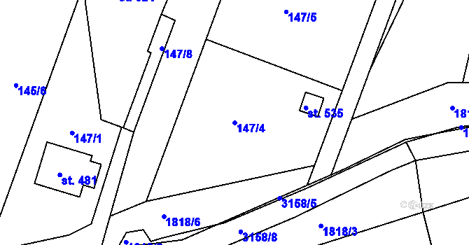 Parcela st. 147/4 v KÚ Jasenná na Moravě, Katastrální mapa