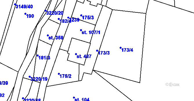 Parcela st. 173/3 v KÚ Jasenná na Moravě, Katastrální mapa