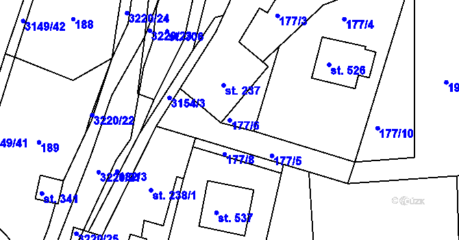 Parcela st. 177/6 v KÚ Jasenná na Moravě, Katastrální mapa