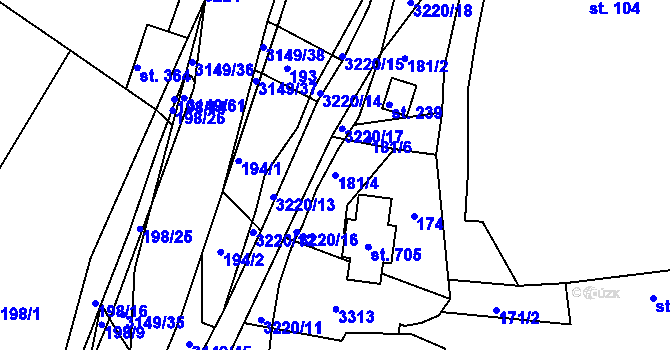 Parcela st. 181/4 v KÚ Jasenná na Moravě, Katastrální mapa