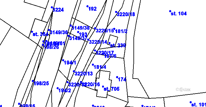 Parcela st. 181/6 v KÚ Jasenná na Moravě, Katastrální mapa