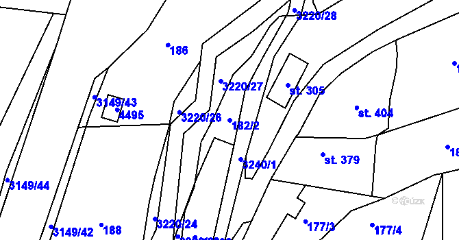 Parcela st. 182/2 v KÚ Jasenná na Moravě, Katastrální mapa