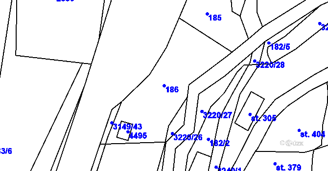 Parcela st. 186 v KÚ Jasenná na Moravě, Katastrální mapa