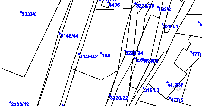 Parcela st. 188 v KÚ Jasenná na Moravě, Katastrální mapa