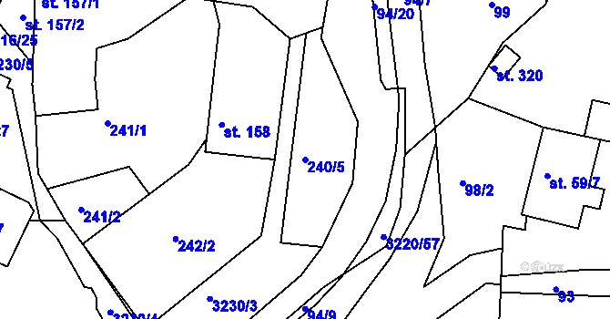 Parcela st. 240/5 v KÚ Jasenná na Moravě, Katastrální mapa