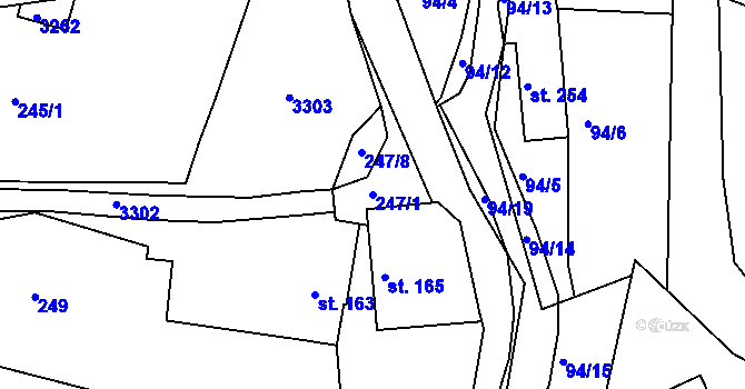 Parcela st. 247/1 v KÚ Jasenná na Moravě, Katastrální mapa
