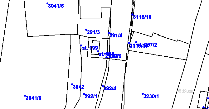 Parcela st. 292/3 v KÚ Jasenná na Moravě, Katastrální mapa