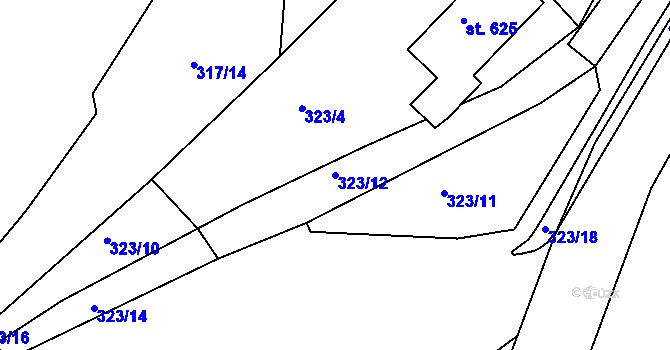 Parcela st. 323/12 v KÚ Jasenná na Moravě, Katastrální mapa