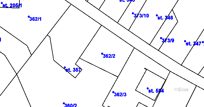 Parcela st. 362/2 v KÚ Jasenná na Moravě, Katastrální mapa