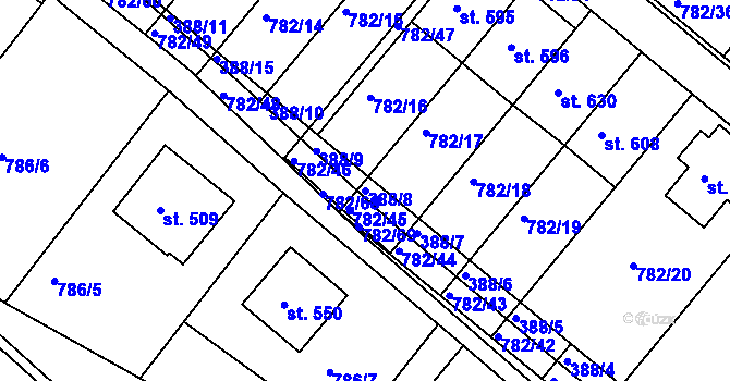 Parcela st. 388/8 v KÚ Jasenná na Moravě, Katastrální mapa
