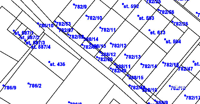 Parcela st. 388/12 v KÚ Jasenná na Moravě, Katastrální mapa