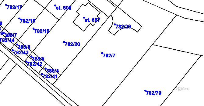 Parcela st. 782/7 v KÚ Jasenná na Moravě, Katastrální mapa