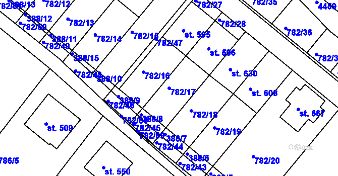 Parcela st. 782/17 v KÚ Jasenná na Moravě, Katastrální mapa