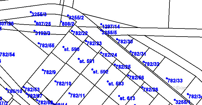 Parcela st. 782/24 v KÚ Jasenná na Moravě, Katastrální mapa