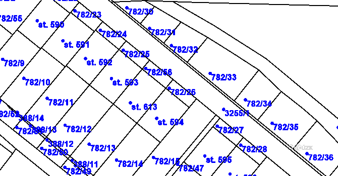 Parcela st. 782/26 v KÚ Jasenná na Moravě, Katastrální mapa