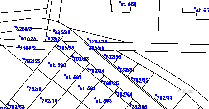 Parcela st. 782/30 v KÚ Jasenná na Moravě, Katastrální mapa