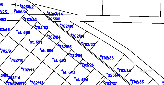 Parcela st. 782/32 v KÚ Jasenná na Moravě, Katastrální mapa