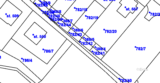 Parcela st. 782/42 v KÚ Jasenná na Moravě, Katastrální mapa