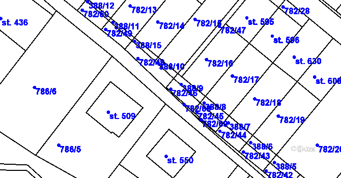 Parcela st. 782/46 v KÚ Jasenná na Moravě, Katastrální mapa