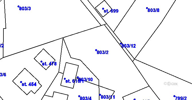 Parcela st. 803/2 v KÚ Jasenná na Moravě, Katastrální mapa