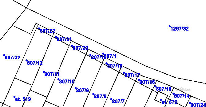 Parcela st. 807/1 v KÚ Jasenná na Moravě, Katastrální mapa