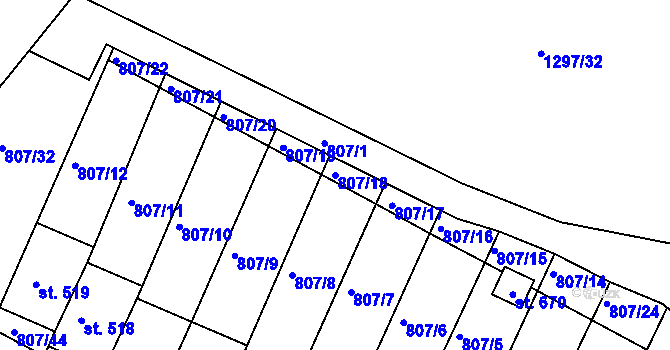 Parcela st. 807/18 v KÚ Jasenná na Moravě, Katastrální mapa