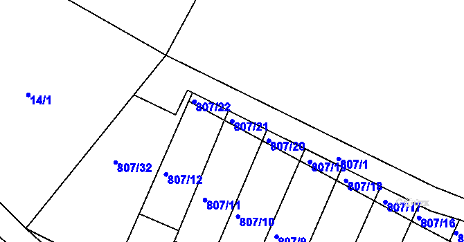 Parcela st. 807/21 v KÚ Jasenná na Moravě, Katastrální mapa