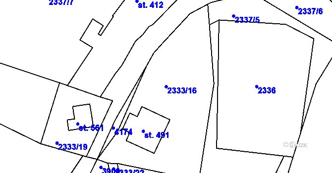Parcela st. 2333/16 v KÚ Jasenná na Moravě, Katastrální mapa