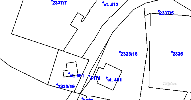 Parcela st. 2333/20 v KÚ Jasenná na Moravě, Katastrální mapa
