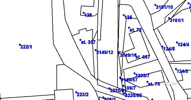 Parcela st. 3149/12 v KÚ Jasenná na Moravě, Katastrální mapa