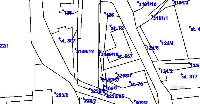 Parcela st. 3149/16 v KÚ Jasenná na Moravě, Katastrální mapa