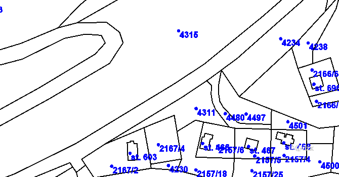 Parcela st. 3150 v KÚ Jasenná na Moravě, Katastrální mapa