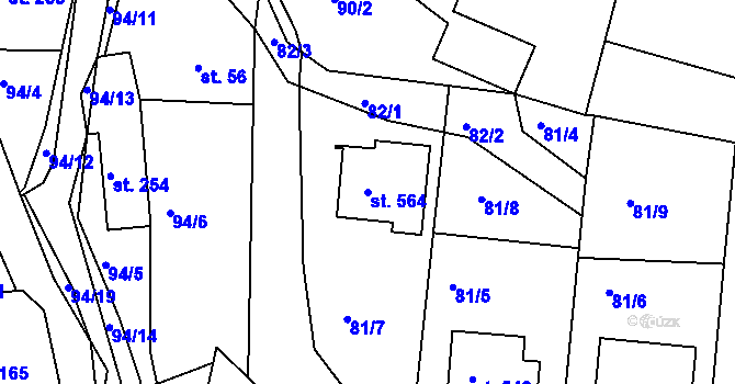 Parcela st. 564 v KÚ Jasenná na Moravě, Katastrální mapa