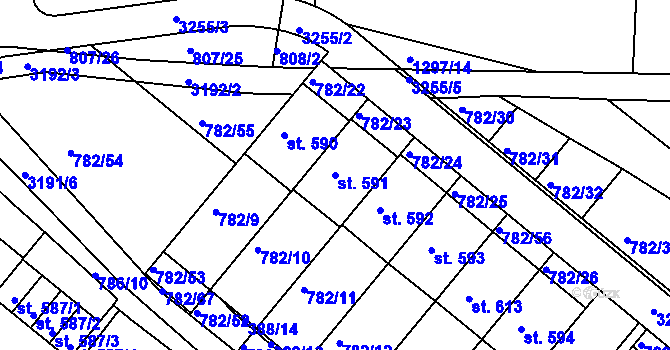 Parcela st. 591 v KÚ Jasenná na Moravě, Katastrální mapa