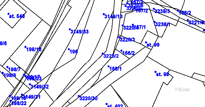 Parcela st. 3220/2 v KÚ Jasenná na Moravě, Katastrální mapa