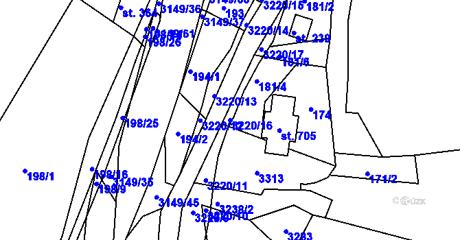 Parcela st. 3220/16 v KÚ Jasenná na Moravě, Katastrální mapa