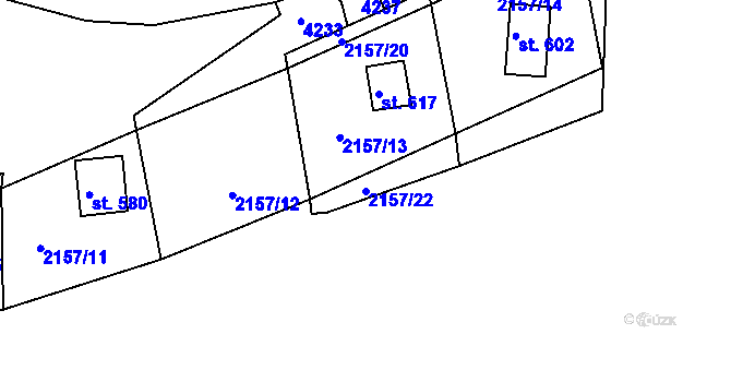Parcela st. 2157/22 v KÚ Jasenná na Moravě, Katastrální mapa