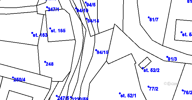 Parcela st. 94/15 v KÚ Jasenná na Moravě, Katastrální mapa