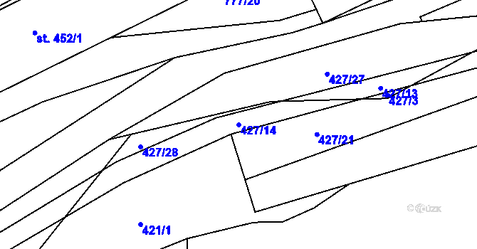 Parcela st. 427/14 v KÚ Jasenná na Moravě, Katastrální mapa