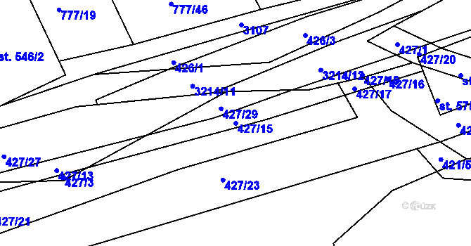 Parcela st. 427/15 v KÚ Jasenná na Moravě, Katastrální mapa