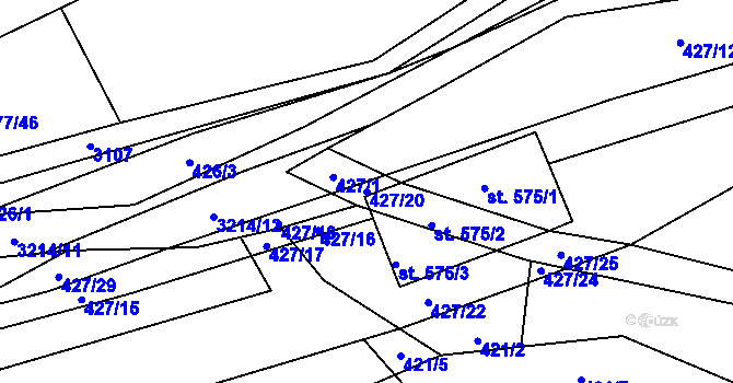 Parcela st. 427/20 v KÚ Jasenná na Moravě, Katastrální mapa